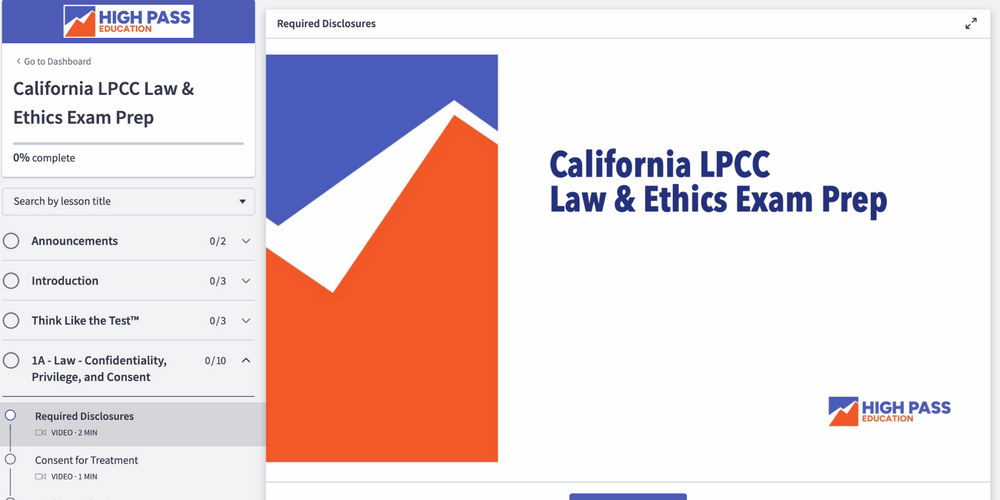 
                  
                    California LPCC Law & Ethics Exam Prep
                  
                