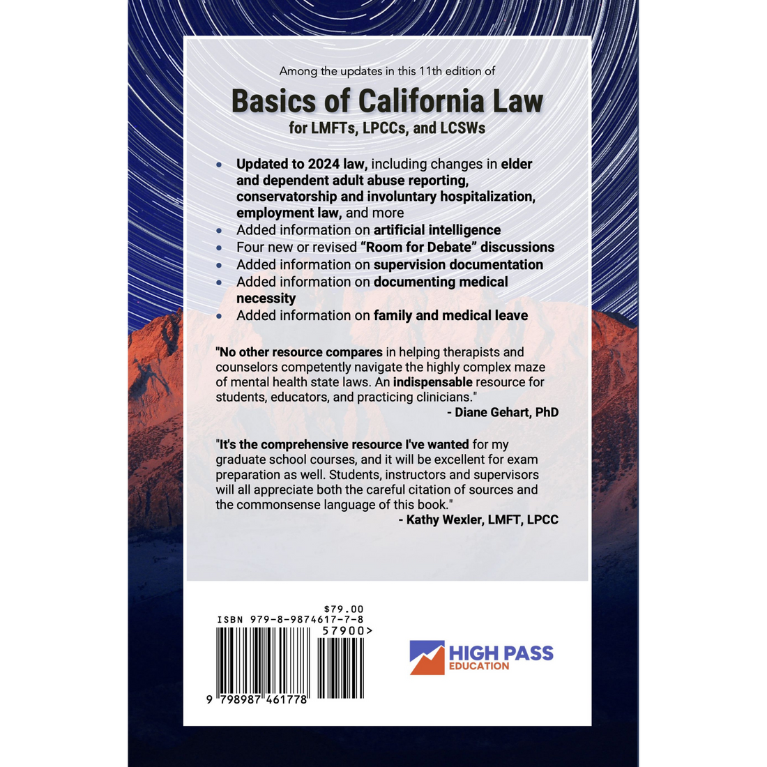 Basics of California Law for LMFTs, LPCCs, and LCSWs, 11th ed - paperback version