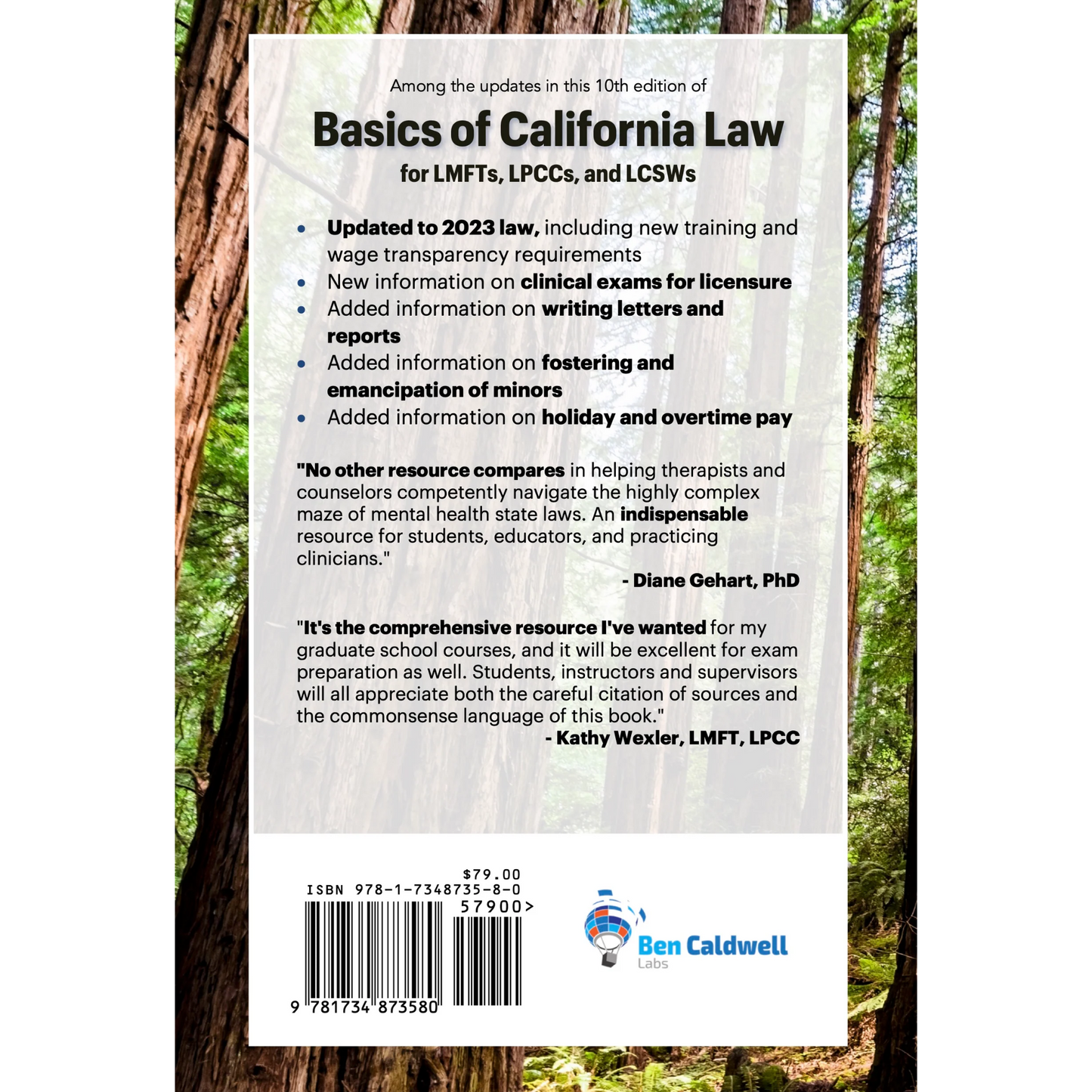 
                  
                    Basics of California Law for LMFTs, LPCCs, and LCSWs, 10th ed - paperback version
                  
                