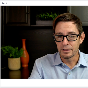 A screenshot of a telehealth course video interface showing Ben Caldwell wearing glasses and a light blue shirt speaking, with a course navigation sidebar on the left labeled High Pass Education and Telehealth for California LMFTs, LPCCs, and LCSWs.