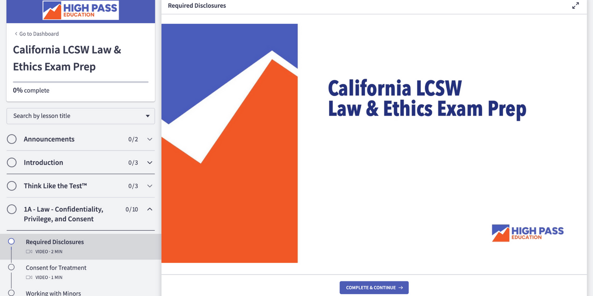 California LCSW Law & Ethics Exam Prep - High Pass Education